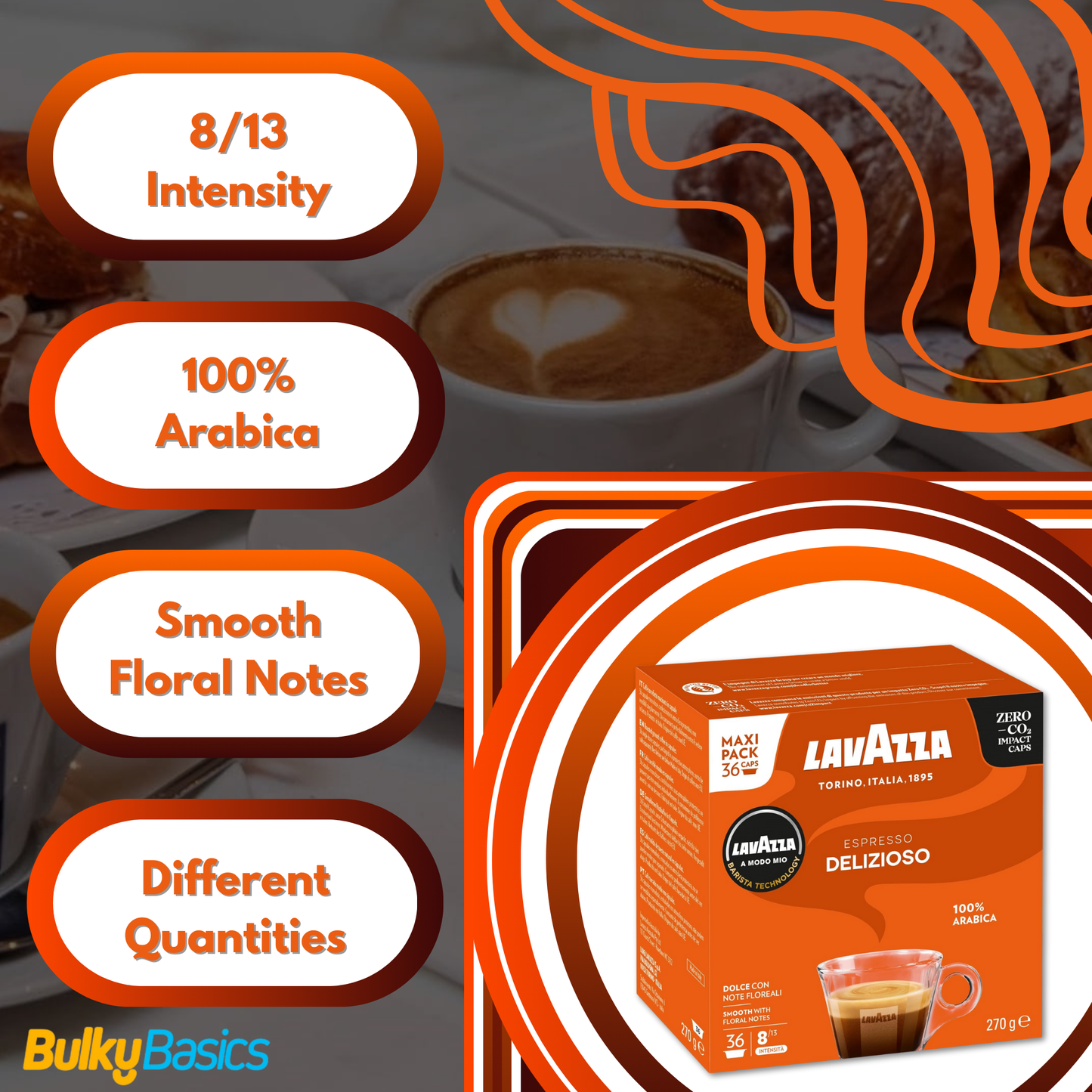Lavazza, A Modo Mio Delizioso, Coffee Pods Espresso , 100% Arabica, 216 capsules