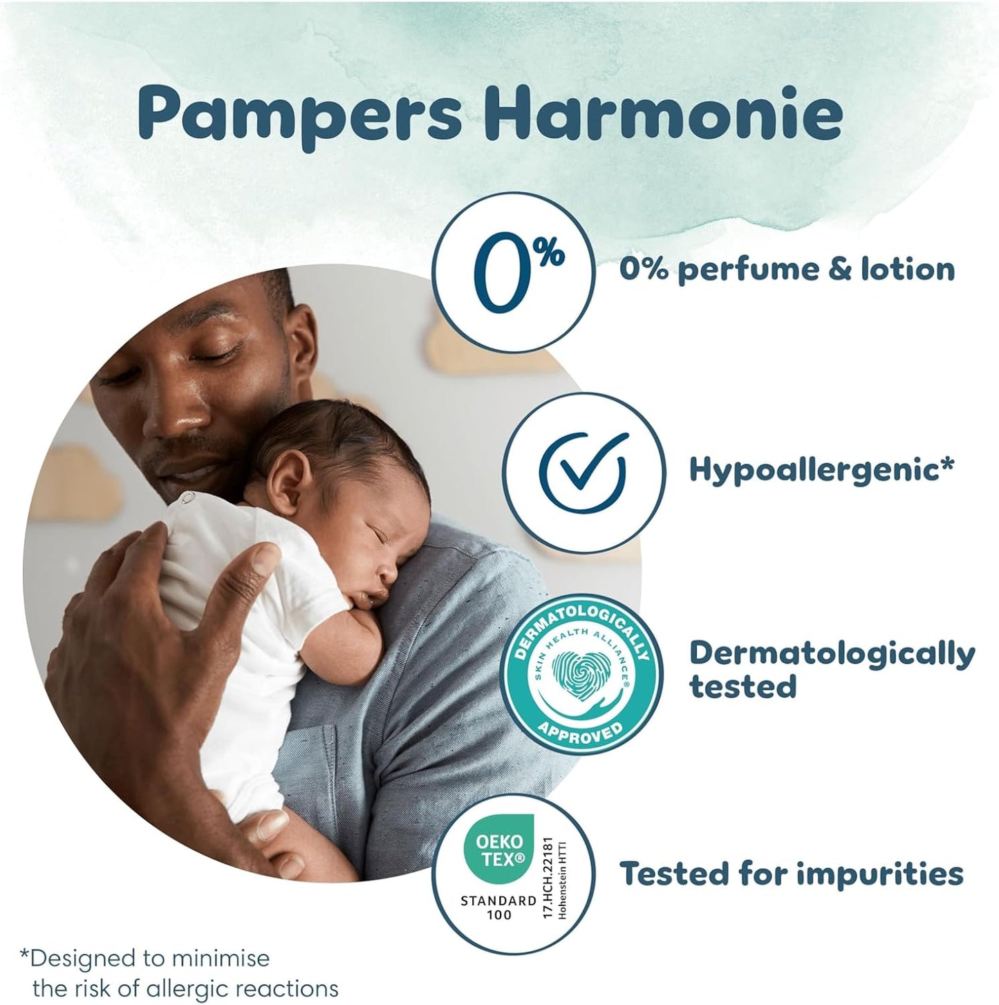 Pampers Harmonie Nappies Size 1, 180 Nappies, 2kg-5kg, Monthly Pack, Gentle Skin Protection with 100 Percent Pampers Protection