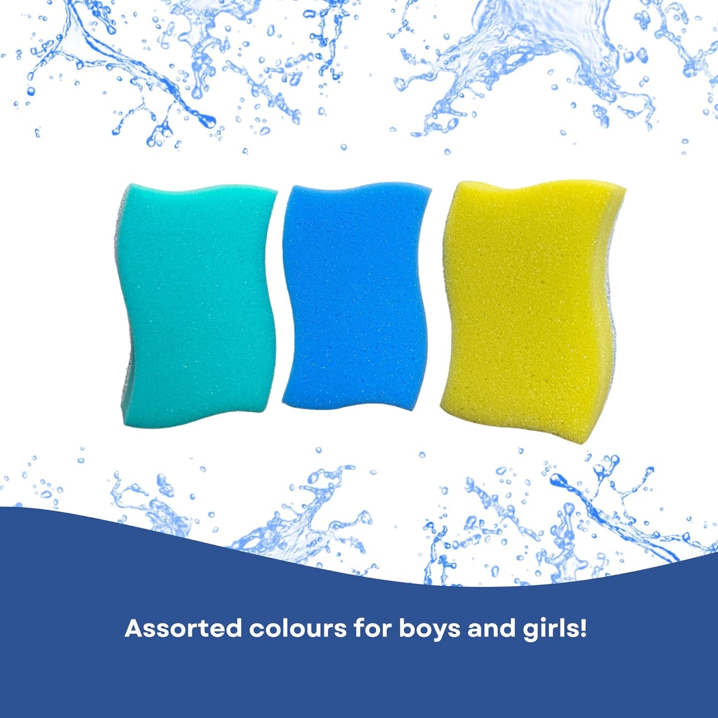 6 x Exfoliating Bath Sponge for Adults and Kids, 2 Packs of 3 Massage Sponges for Men and Women, Mixed Colours