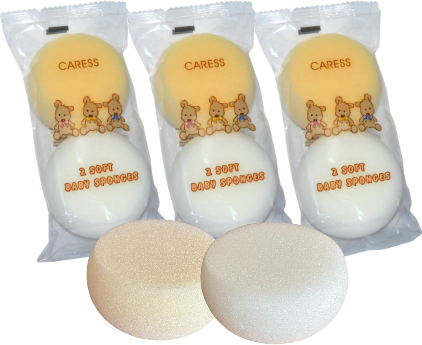 6 x Baby Bath Sponge Natural Body Puff, Soft and Gentle on Small Newborns and Older Babies - Perfect for Sensitive Skin, Bathrooms, Children and Bathing