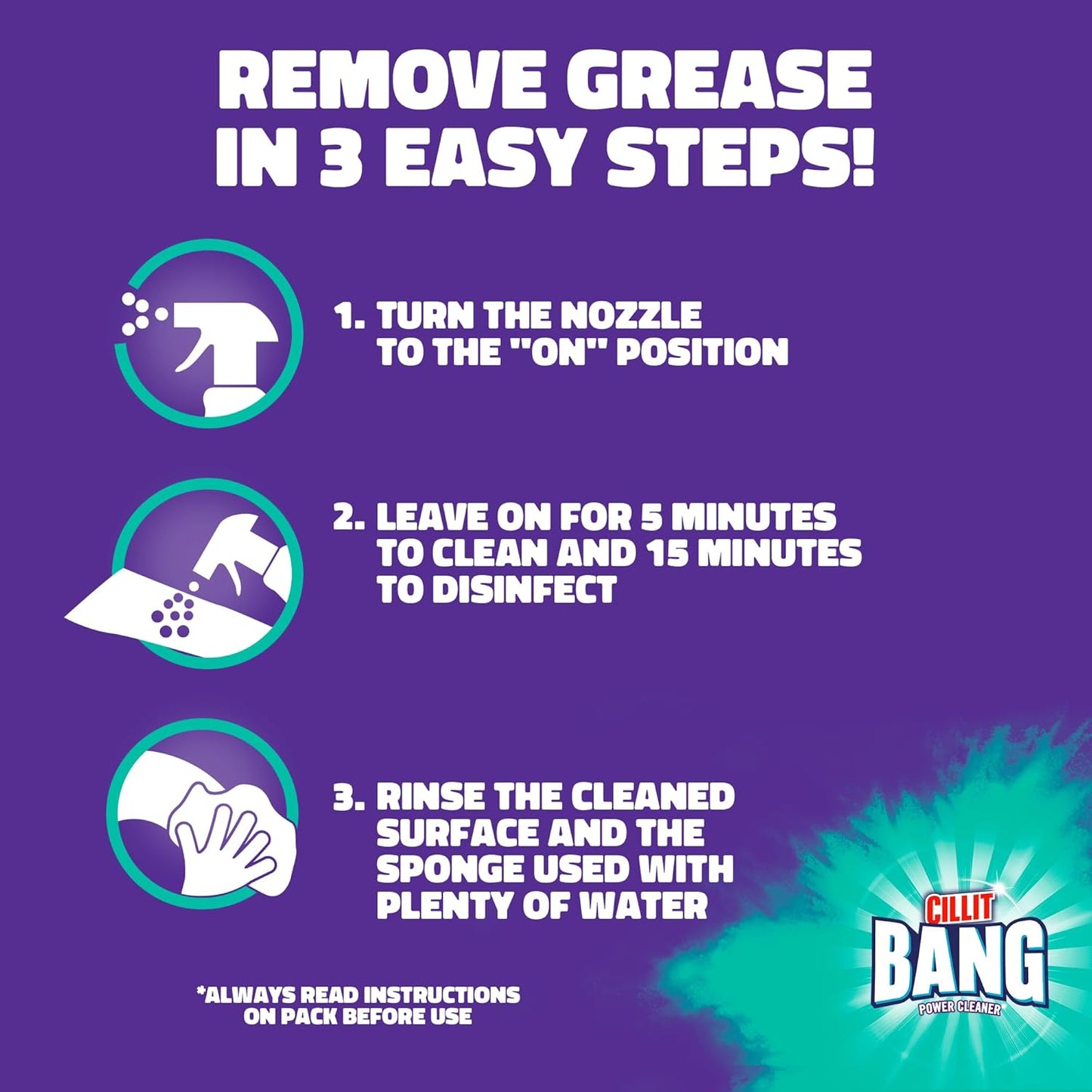Cillit Bang Multi Purpose Cleaner Spray,Cleaning Spray Ideal for Stains and Rust Around the House, Size: 750ml (Pack of 3)