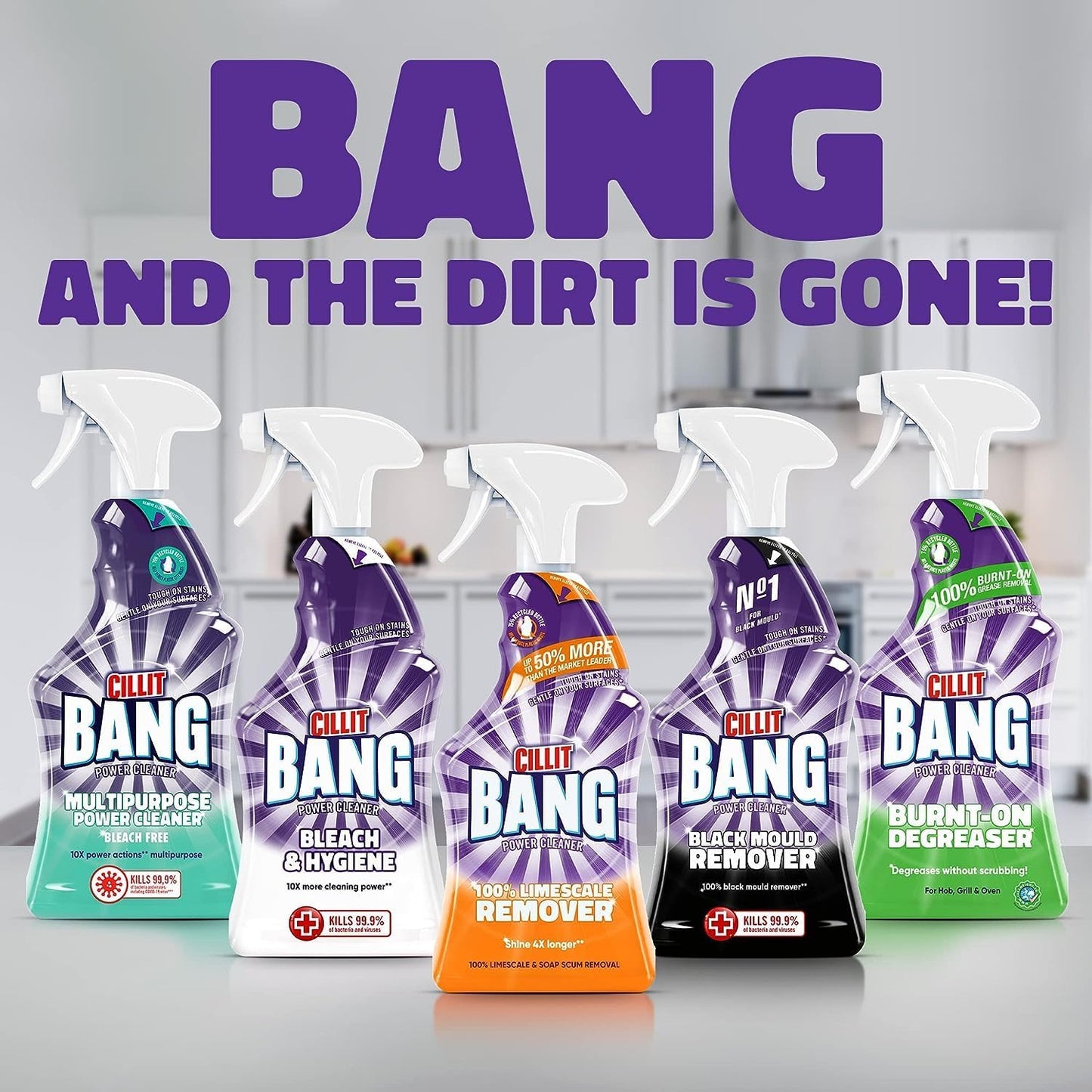 Cillit Bang Multi Purpose Cleaner Spray,Cleaning Spray Ideal for Stains and Rust Around the House, Size: 750ml (Pack of 3)