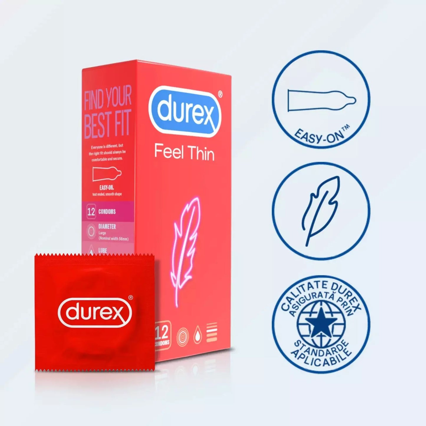 Durex Feel Thin Condoms - Variations - 36 - 72 - 108 - 144 Total Condoms