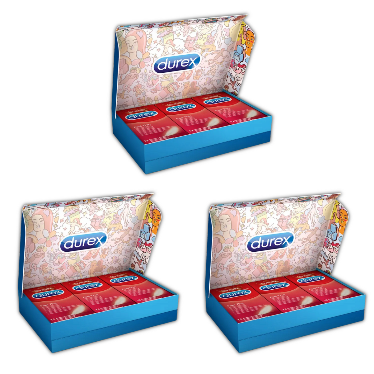 Durex Feel Thin Condoms - Variations - 36 - 72 - 108 - 144 Total Condoms
