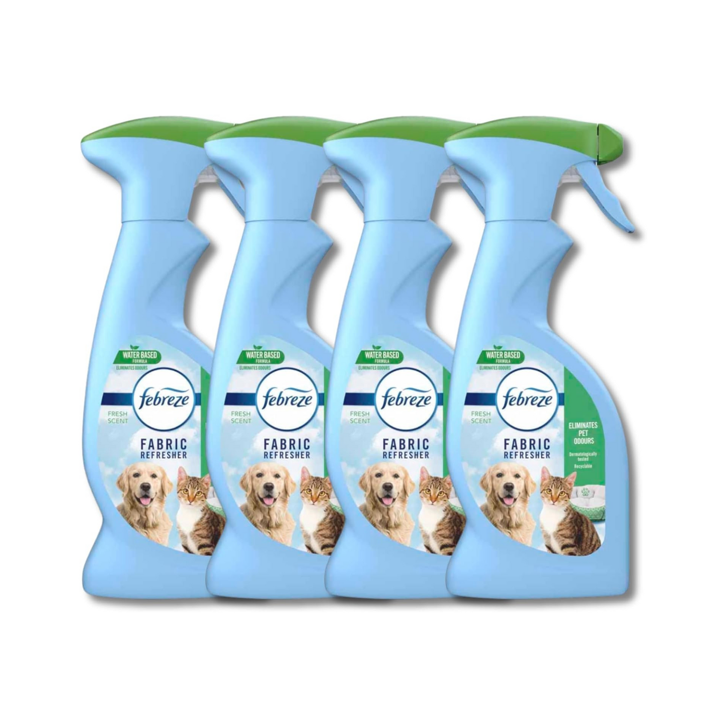 4 x 375ml Febreze Pet Fresh Fabric Freshener Room Spray Bundle - Pack of Scent Water-Based Formula Fabric Spray, Carpet Freshener Odour Eliminator with Card. Room Fresheners for Home Bulk Buy
