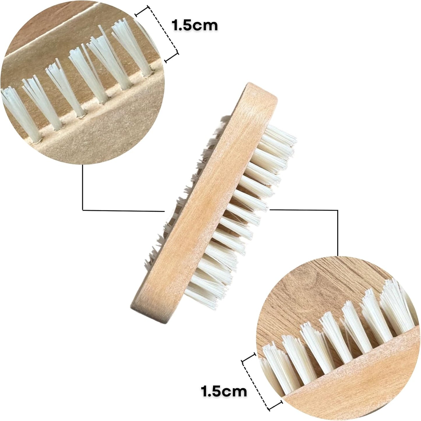 6 x Wooden Nail Brushes, Hygienic Double Sided Hand And Cleaning Brush, Scrubbing To Clean Under Dirt Grime Grease, Firm Strong Bristles, For Use On Fingernails Toenails