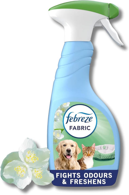 4 x 375ml Febreze Pet Fresh Fabric Freshener Room Spray Bundle - Pack of Scent Water-Based Formula Fabric Spray, Carpet Freshener Odour Eliminator with Card. Room Fresheners for Home Bulk Buy