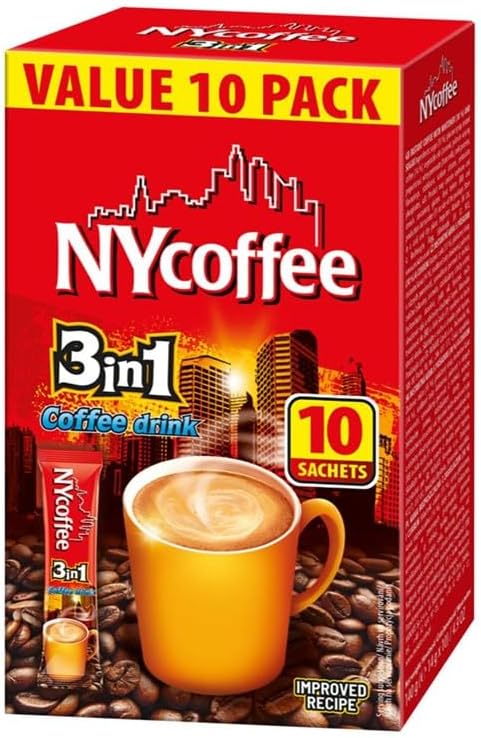 50 x NY Coffee 3 in 1 Sachets White Coffee Sachet with Sugar - 5 Boxes x 10 Instant