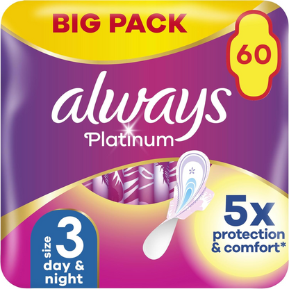 Always Platinum Night (Size 3) with Wings 20 Pads x3