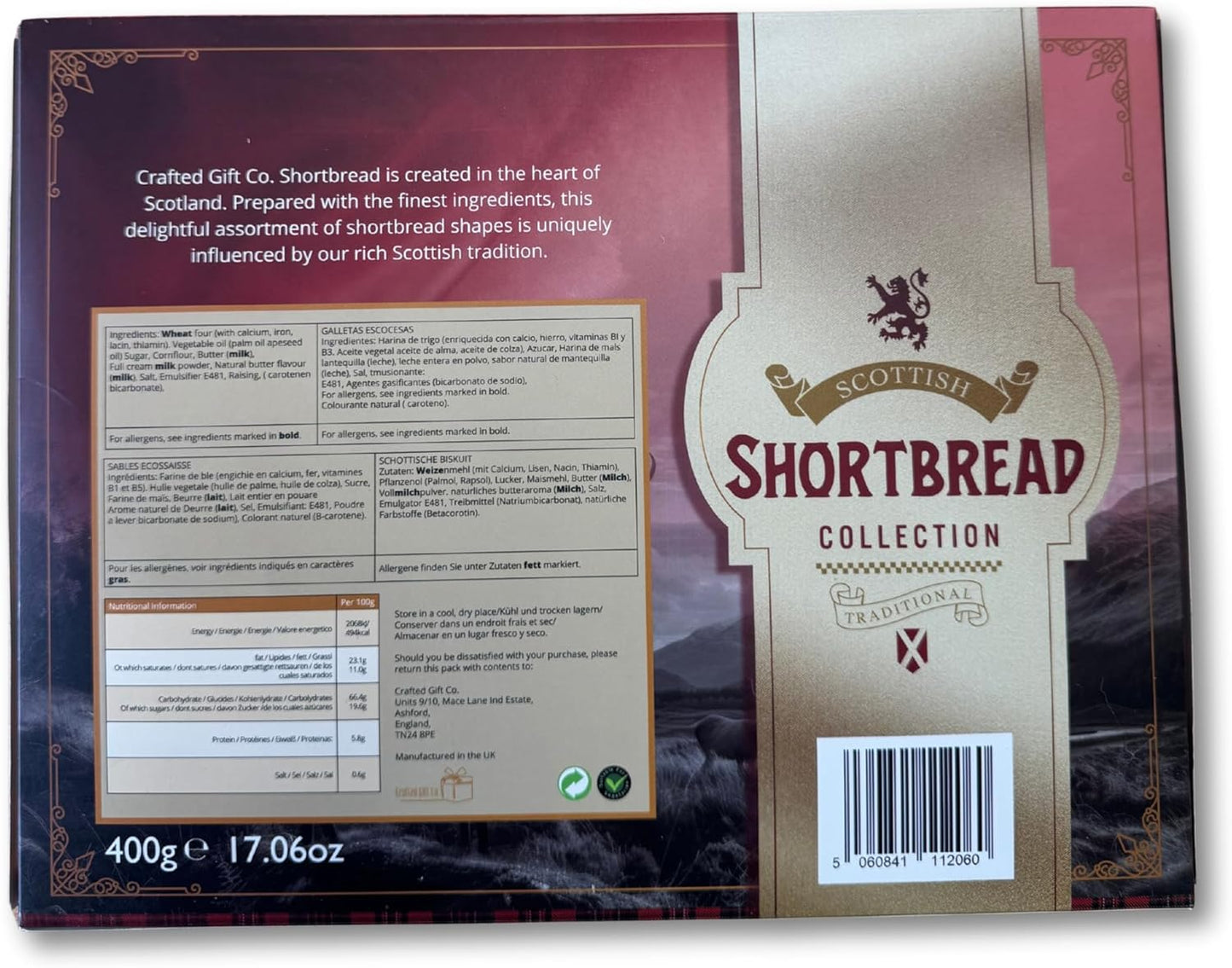 The Luxury Scottish Shortbread Collection 400g by Crafted Gift Co. - Premium Shortbread Selection - Traditional Christmas Biscuit Gift - Product of Scotland