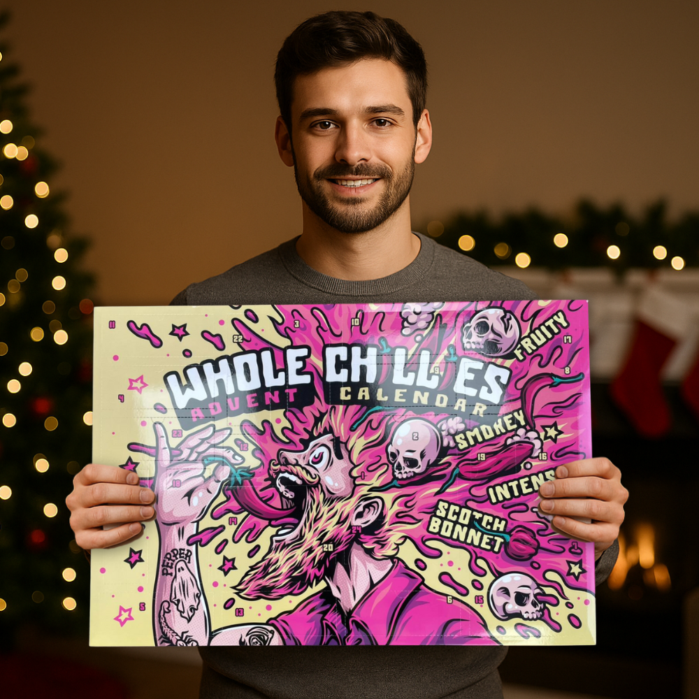 Crafted Gift Co. Premium Whole Chillies Advent Calendar 2025 - 24 Days Of Super Hot Chilli's - Christmas Food Advent Calendar - Fiery Flavours - Recipe Included