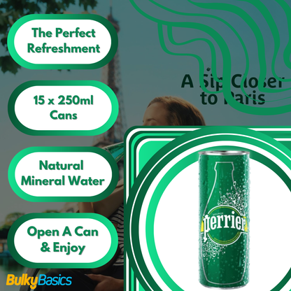15 x Perrier Sparkling Natural Mineral Water 250 ml