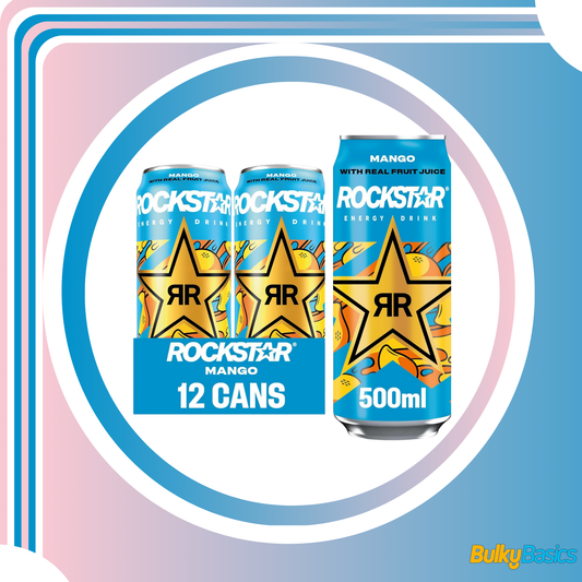 Rockstar Juiced Energy Drink - Mango - Non-Alcoholic - 160 mg Caffeine - Caffeinated Drink with Taurine, Guarana, Ginseng, & B-Vitamins - 12 x 500ml cans