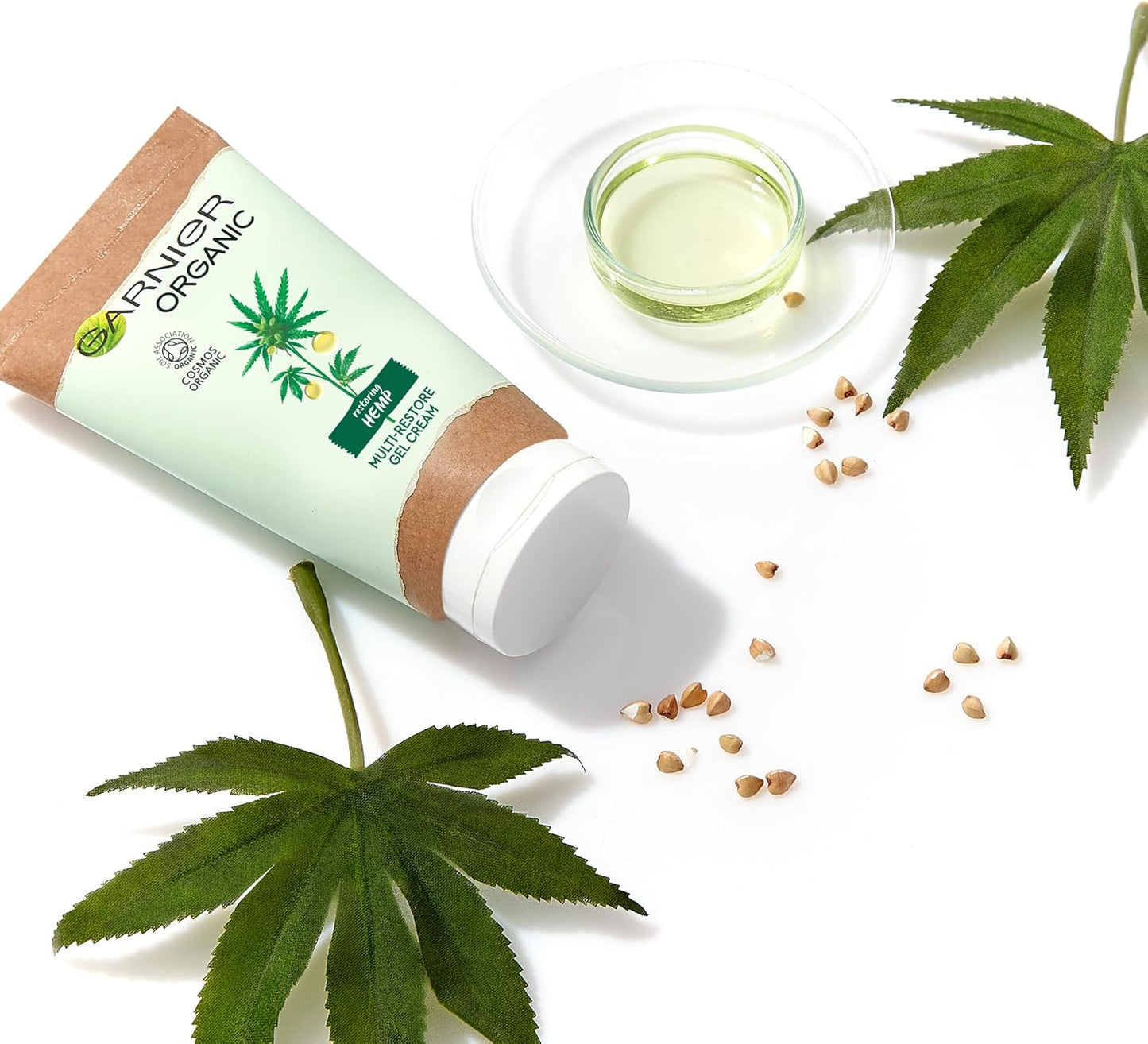 Garnier Organic Hemp Multi-Restore Gel Cream 50 ml, Soothing & Hydrating Moisturiser for Stressed & Sensitive Skin, Enriched with Vitamin E & Organic Hemp Seed Oil