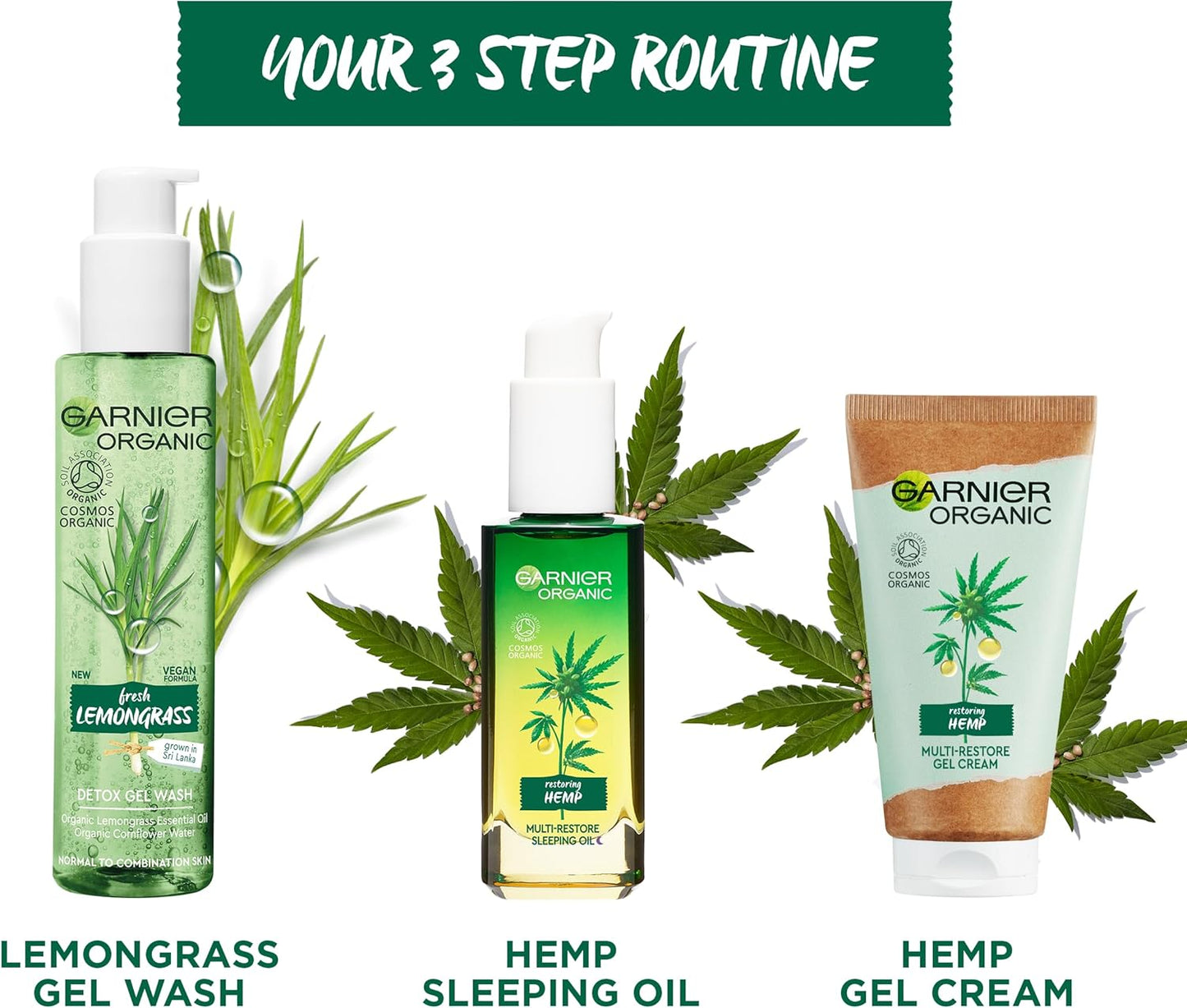 Garnier Organic Hemp Multi-Restore Gel Cream 50 ml, Soothing & Hydrating Moisturiser for Stressed & Sensitive Skin, Enriched with Vitamin E & Organic Hemp Seed Oil