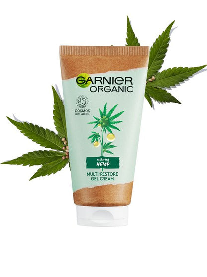 Garnier Organic Hemp Multi-Restore Gel Cream 50 ml, Soothing & Hydrating Moisturiser for Stressed & Sensitive Skin, Enriched with Vitamin E & Organic Hemp Seed Oil