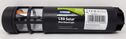 6 x Status Garden Solar Black Bollard Lights, Outdoor LED Garden Lights - Battery Lasts 10 Hours, Rust, Scratch & All-Weather Resistant, with Replaceable Rechargeable Battery [Energy Class A+++]