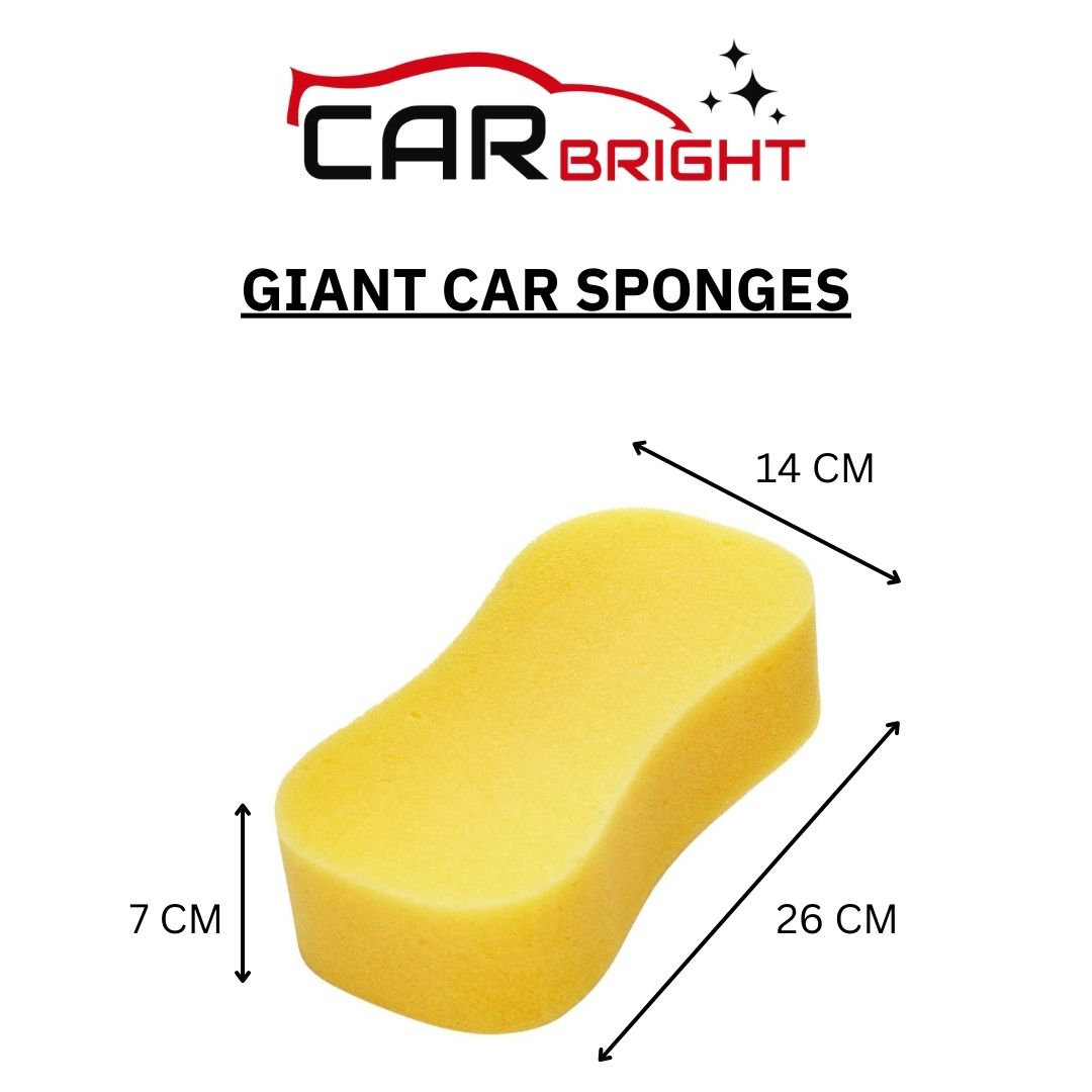 Jumbo Car Sponges (12 Pack) - Large Car Wash Sponges From Car Bright - Perfect for Car Care, Window Cleaning, Wheel Cleaning and Motorbikes - Made in the UK