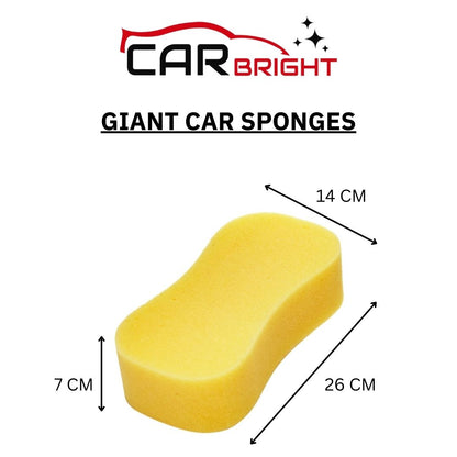 Jumbo Car Sponges (12 Pack) - Large Car Wash Sponges From Car Bright - Perfect for Car Care, Window Cleaning, Wheel Cleaning and Motorbikes - Made in the UK