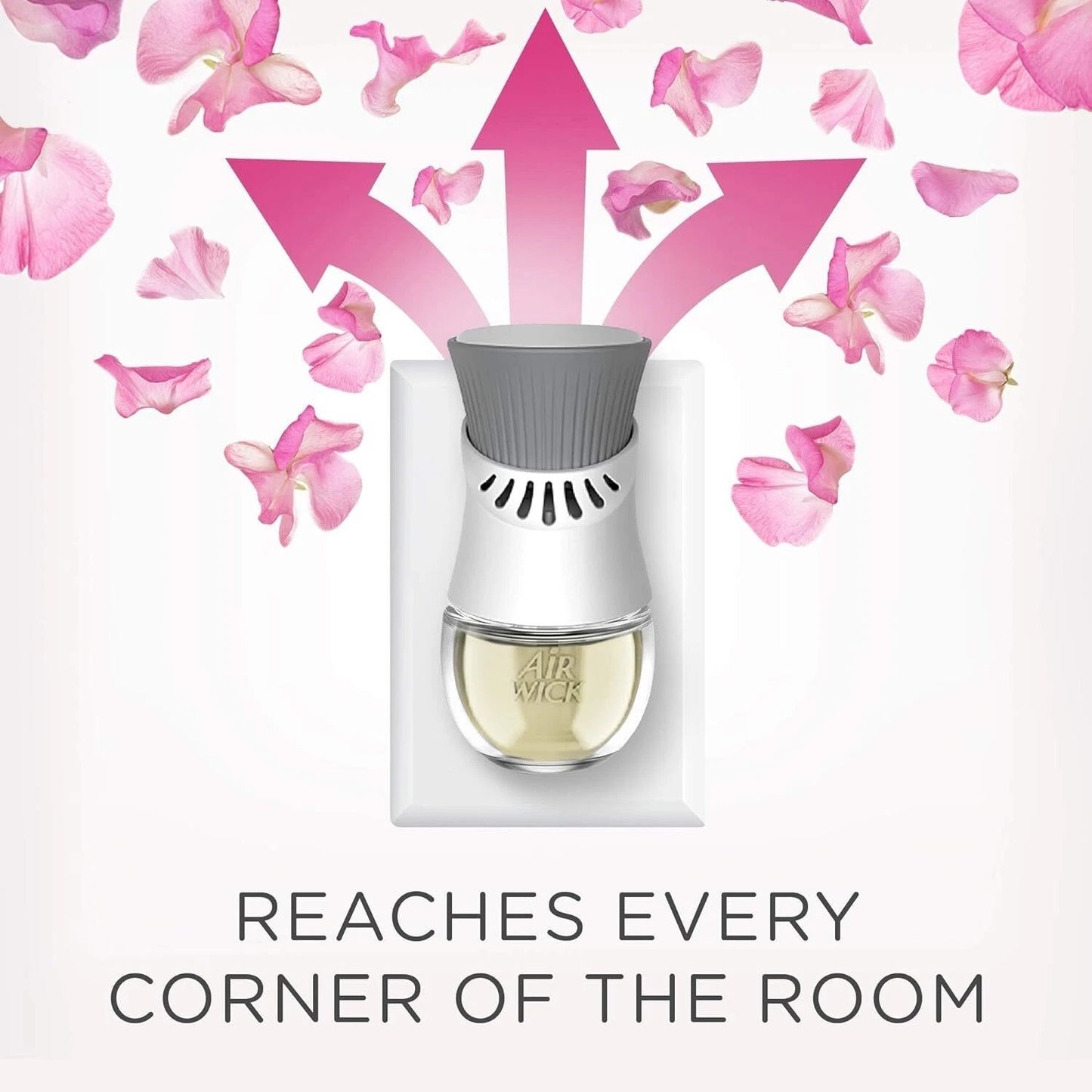 Air Wick Plug in Diffuser Refill, Pink Sweet Pea, Pack 6 x 19ml, Long Lasting Fragrance, Lasts up to 600 days, Plug in Air freshener