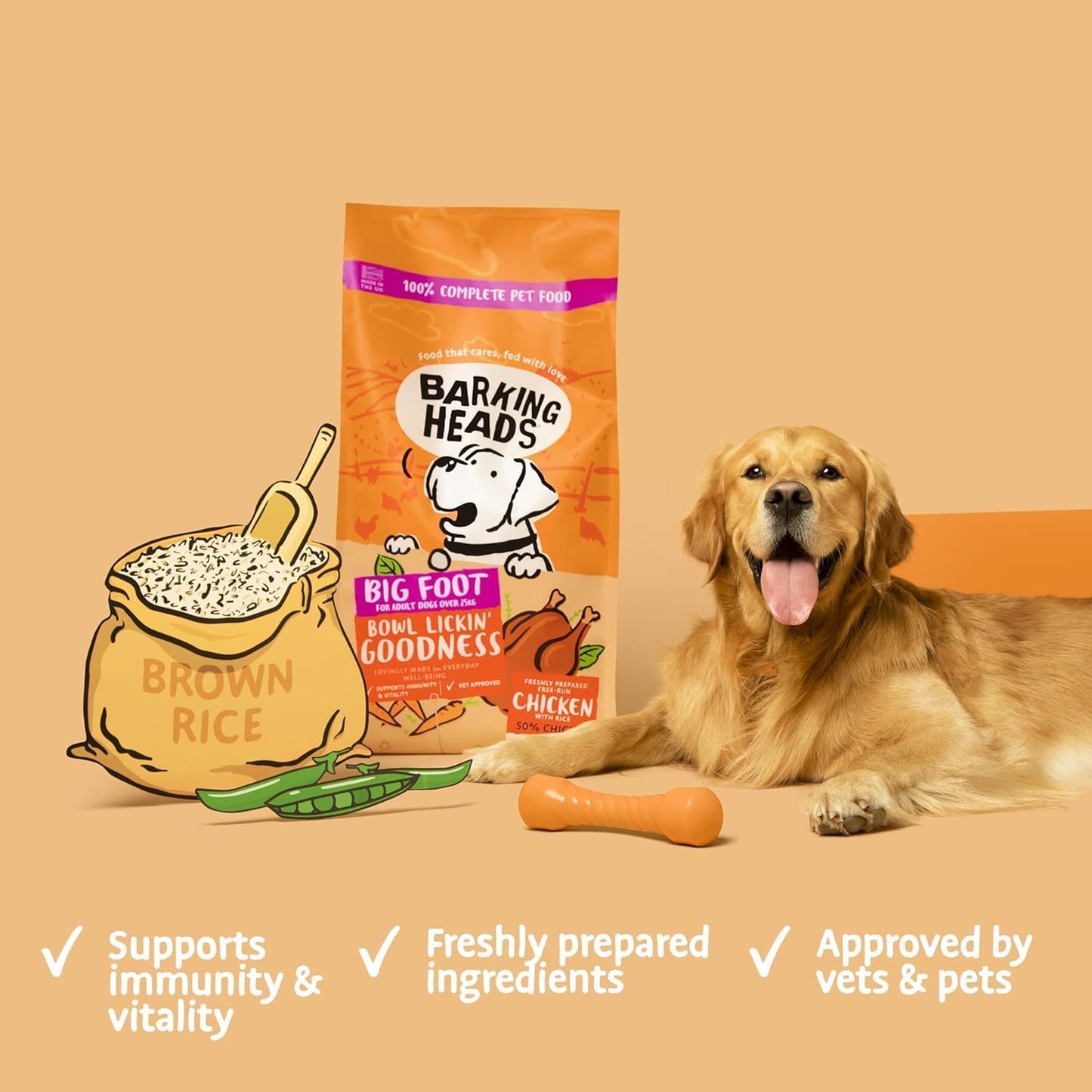 Barking Heads Complete Dry Dog Food 12kg - Adult All Hounder Bowl Lickin' Goodness Chicken - Natural Everyday Immunity & Vitality - Vet Approved