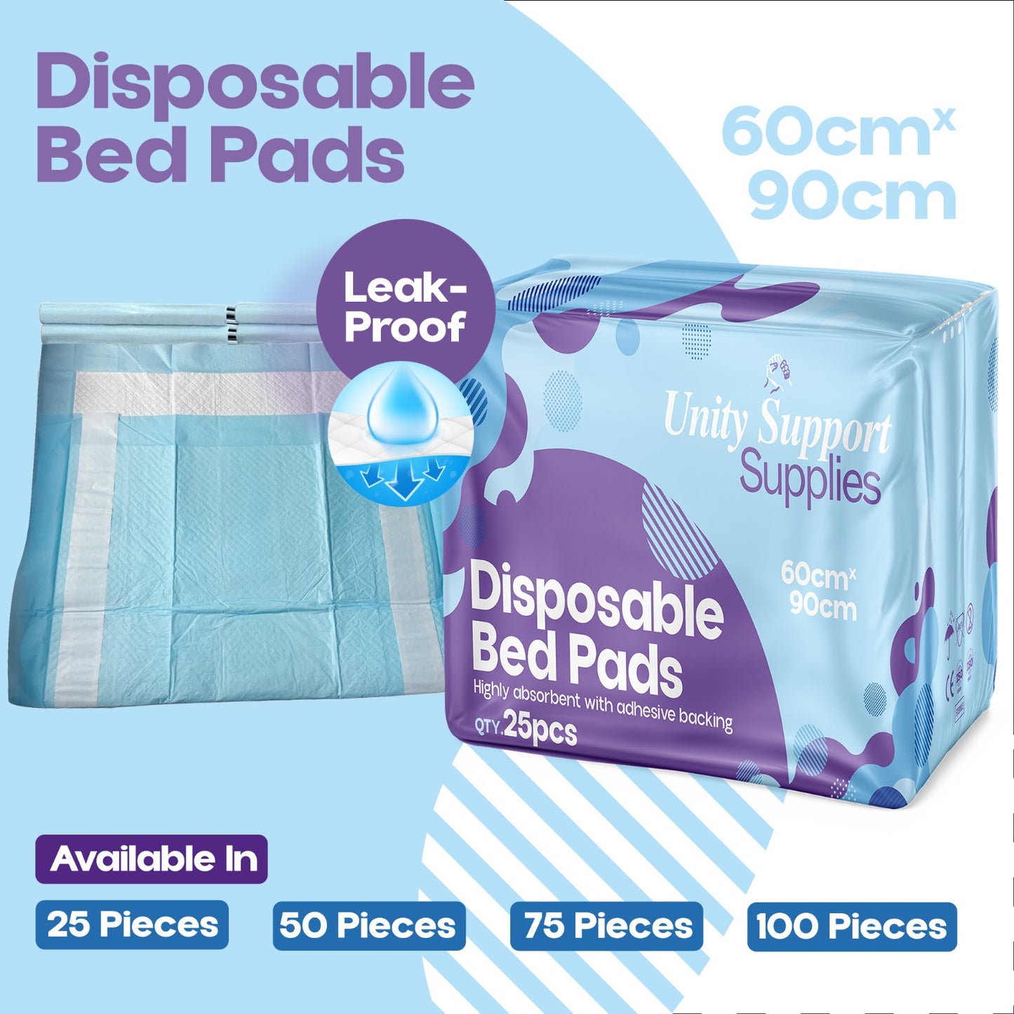 150 x Premium Incontinence Bed Pads, Ultra Absorbent Protection Sheets 90cmx60cm