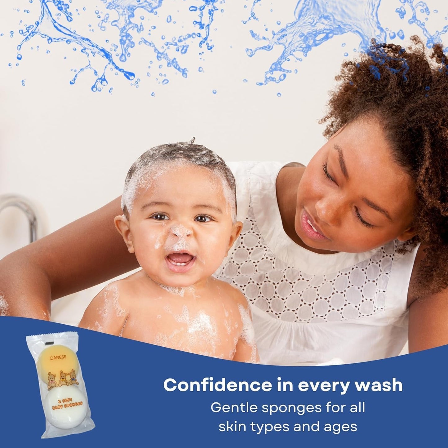 8 x Baby Bath Sponge Natural Body Puff, Soft and Gentle on Small Newborns and Older Babies - Perfect for Sensitive Skin, Bathrooms, Children and Bathing