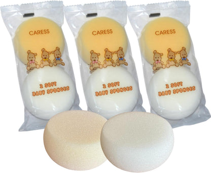 6 x Baby Bath Sponge Natural Body Puff, Soft and Gentle on Small Newborns and Older Babies - Perfect for Sensitive Skin, Bathrooms, Children and Bathing