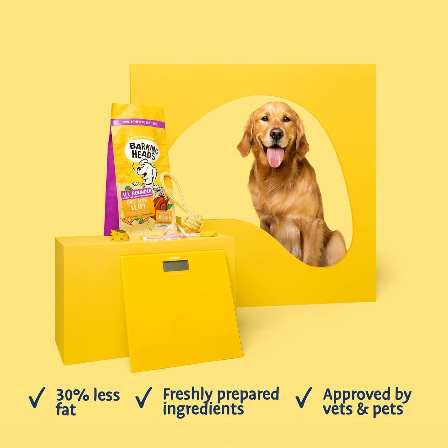 Barking Heads Complete Dry Dog Food 12kg - Adult All Hounder Fat Dog Slim Chicken - Natural Low Fat Weight Management for Overweight Dogs - Vet Approved