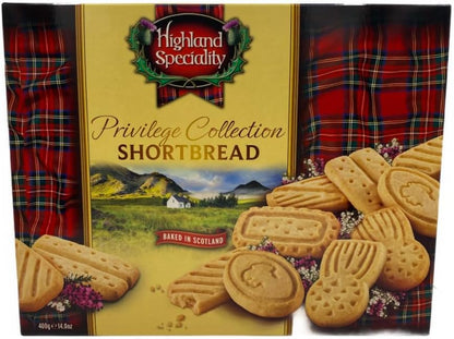 Highland Speciality Privilege Shortbread Selection 400g - Luxury Scottish Shortbread - Traditional Christmas Biscuit Gift - Product of Scotland