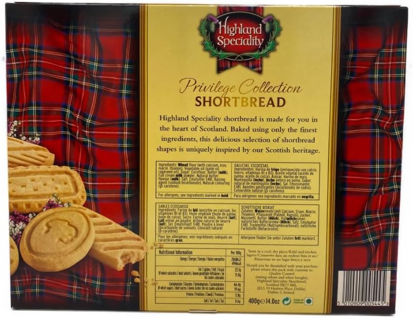 Highland Speciality Privilege Shortbread Selection 400g - Luxury Scottish Shortbread - Traditional Christmas Biscuit Gift - Product of Scotland