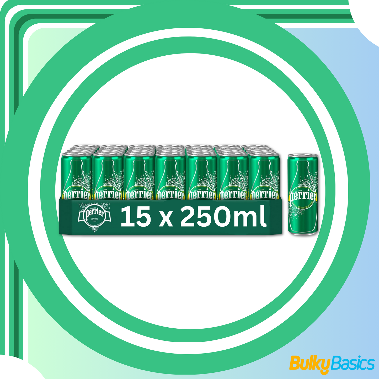 15 x Perrier Sparkling Natural Mineral Water 250 ml
