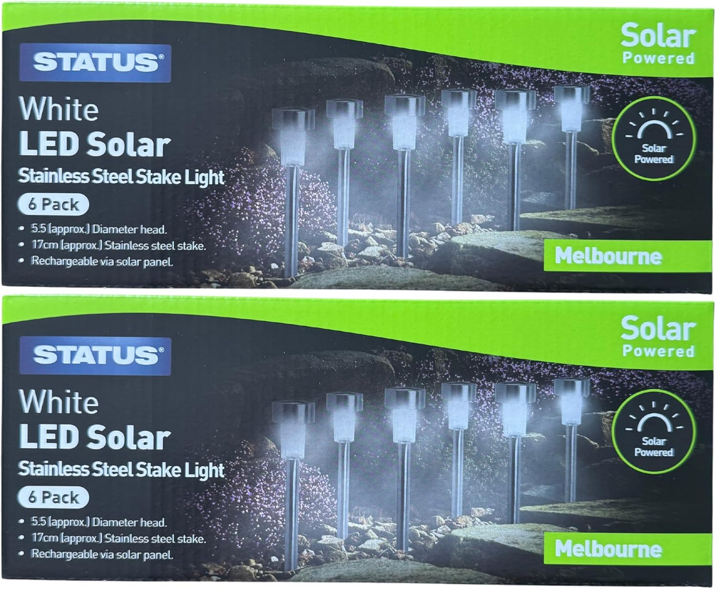 12 x Status Garden Mini Solar Stake Lights, Outdoor LED Garden Lights - Battery Lasts 10 Hours, Rust, Scratch & All-Weather Resistant, with Replaceable Rechargeable Battery [Energy Class A+++]